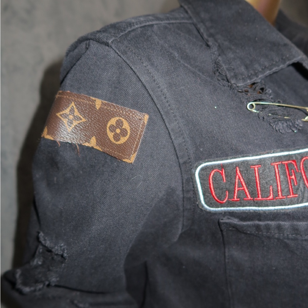 Black Distressed Denim Jacket - Picture 3 of 6